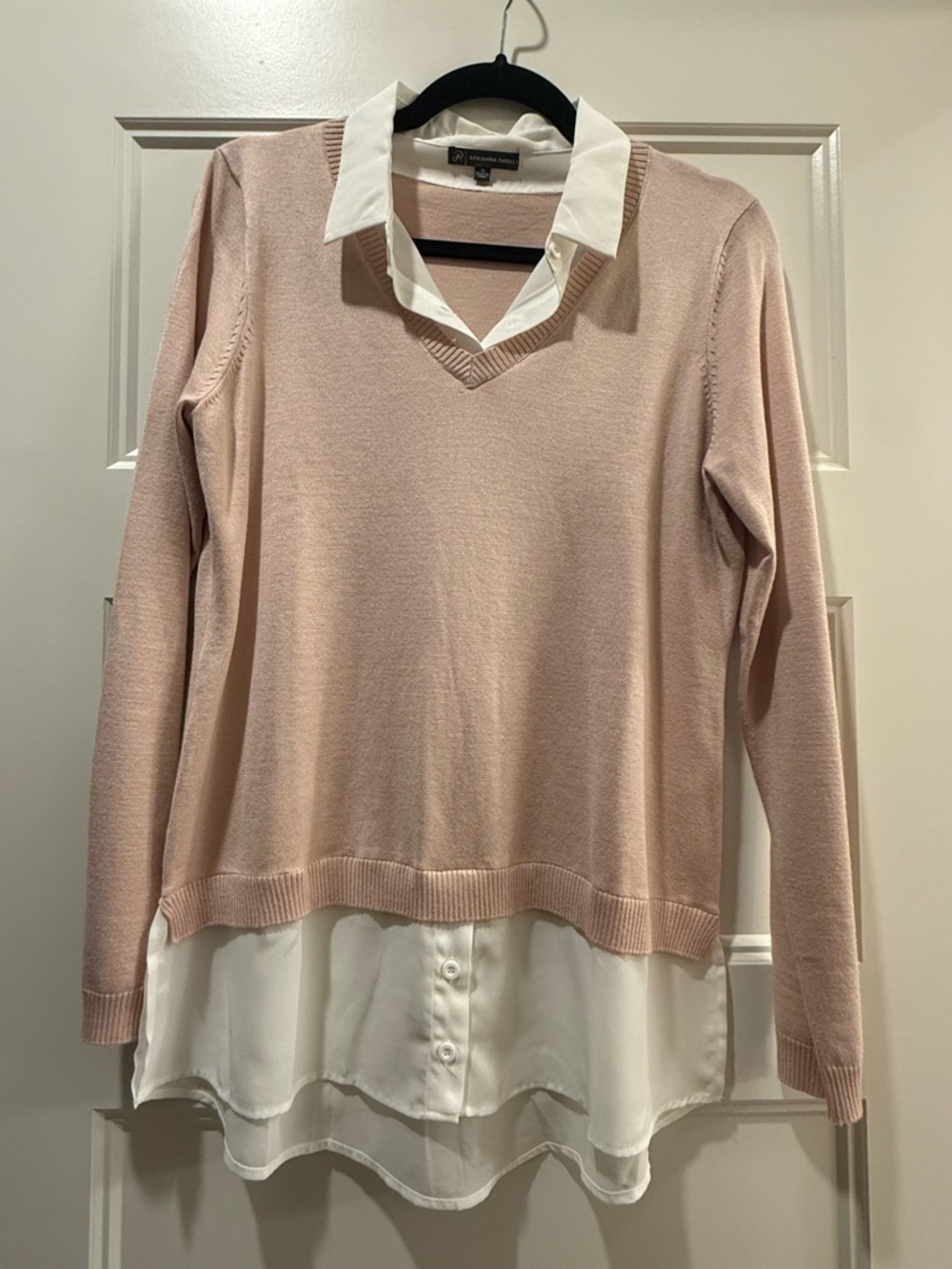 Adrianna Papell Blush Pink Sweater with White Collar NWOT